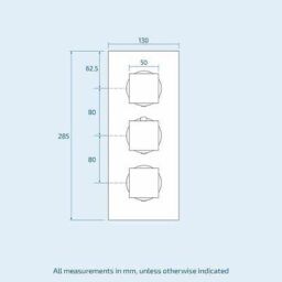 Nes Home Square 3 Dial 2 Outlet Concealed Thermostatic Shower Matt Black - thumbnail 5