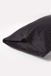 Homescapes Egyptian Cotton Satin Stripe Housewife Pillowcase 330 TC in Black - thumbnail 3