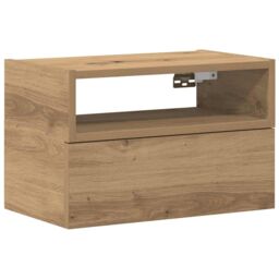 Berkfield Home Wall-mounted Bedside Cabinet Artisan Oak 45x26x28.5 cm in Brown - thumbnail 2