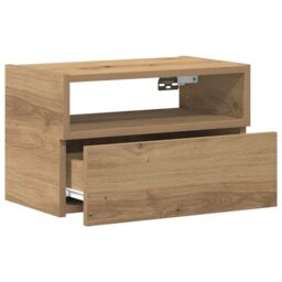 Berkfield Home Wall-mounted Bedside Cabinet Artisan Oak 45x26x28.5 cm in Brown - thumbnail 5