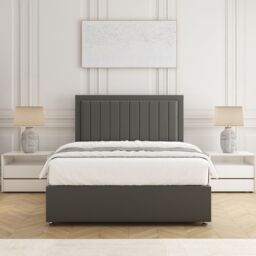 BSSPOKE Zarah Divan Bed Plush Velvet 2Drawers Same Side Headboard No Mattress in Grey - Size: Double - thumbnail 3