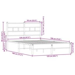 Berkfield Home Elegant Bed Frame Frame with Headboard Sonoma Oak 120x190 cm Smal in Brown - Size: Small Double - thumbnail 9