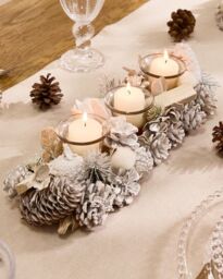 Dibor Set of 2 Wild Wonderland Trio Xmas Table Decoration Centrepiece Christmas Décor Candle Holders 37cm in White - Size: 2 Pack - thumbnail 3