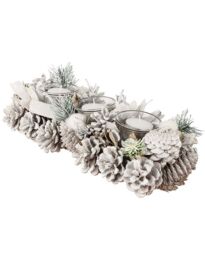 Dibor Set of 2 Wild Wonderland Trio Xmas Table Decoration Centrepiece Christmas Décor Candle Holders 37cm in White - Size: 2 Pack - thumbnail 2