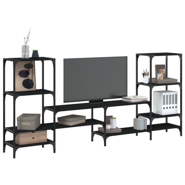Berkfield Home TV Cabinet Black 206.5x28.5x95 cm Engineered Wood - image 1