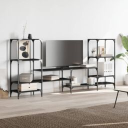 Berkfield Home TV Cabinet Black 206.5x28.5x95 cm Engineered Wood - thumbnail 4