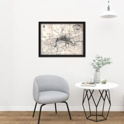 "Artery8 Wall Art Print Map Crown 1930 London City England 1660 Plan Chart Large Framed Wall Décor Art in Black - Size: W18"" x H24""" - thumbnail 2