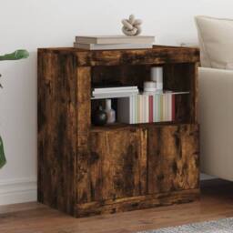 Berkfield Home Sideboard with LED Lights Smoked Oak 60.5x37x67 cm in Brown - thumbnail 2