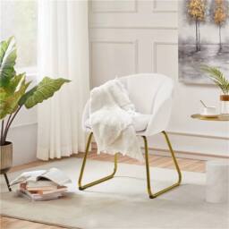 Kelvenix Flower Shape Velvet Vanity Chair white - Size: 0.6m2 - thumbnail 4