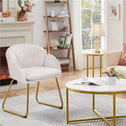 Kelvenix Flower Shape Velvet Vanity Chair white - Size: 0.6m2 - thumbnail 3