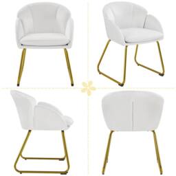 Kelvenix Flower Shape Velvet Vanity Chair white - Size: 0.6m2 - thumbnail 5