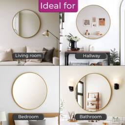 Neo Gold Nordic Round Metal Frame Wall Mirror 40cm 50cm 60cm 70cm & 80cm - Size: 40 cm x 40 cm - thumbnail 3