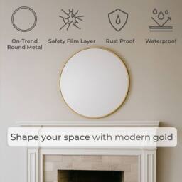 Neo Gold Nordic Round Metal Frame Wall Mirror 40cm 50cm 60cm 70cm & 80cm - Size: 40 cm x 40 cm - thumbnail 2