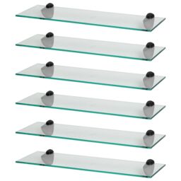 Harbour Housewares 6x Floating Glass Shelves - 60cm - Bathroom Shower Storage Display in Black - thumbnail 1