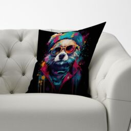 Warren Reed - Designer Multi Coloured Splashart Dog Cushions in Blue - Size: 60 cm x 60 cm - thumbnail 3