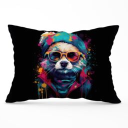 Warren Reed - Designer Multi Coloured Splashart Dog Cushions in Blue - Size: 60 cm x 60 cm - thumbnail 1