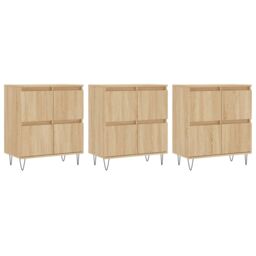 Berkfield Home Sideboards 3 pcs Sonoma Oak Engineered Wood in Brown - thumbnail 2