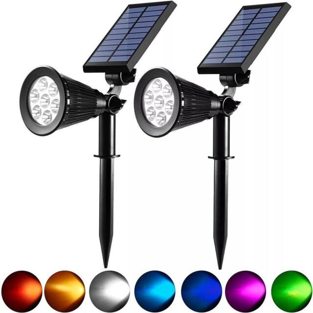 Havendro 2x Solar Wall Lights 7 LED Outdoor Garden Spot Lamp in Black - image 1