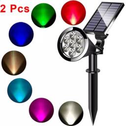 Havendro 2x Solar Wall Lights 7 LED Outdoor Garden Spot Lamp in Black - thumbnail 3