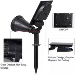 Havendro 2x Solar Wall Lights 7 LED Outdoor Garden Spot Lamp in Black - thumbnail 2