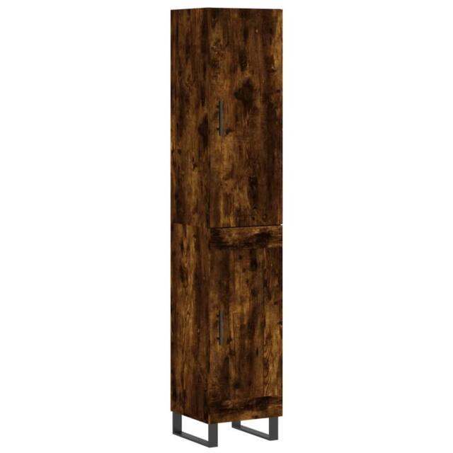 Berkfield Home Highboard Smoked Oak 34.5x34x180 cm Engineered Wood in Brown - image 1