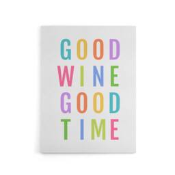 "Artery8 Good Wine Good Time Colourful Fun Cheeky Canvas Wall Art Print in White - Size: W12"" x H16""" - thumbnail 1