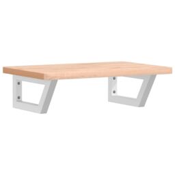 Berkfield Home Basin Shelf Wall Mounted Steel & Solid Wood Beech in Brown - thumbnail 2