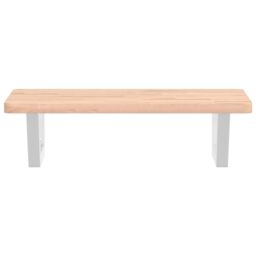 Berkfield Home Basin Shelf Wall Mounted Steel & Solid Wood Beech in Brown - thumbnail 4