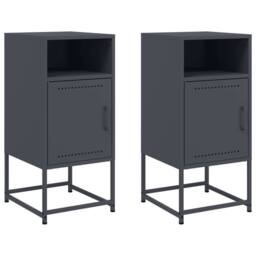 Berkfield Home Bedside Cabinets 2 pcs Anthracite 36x39x78 cm Steel in Black - Size: 36 x 39 x 78 cm - thumbnail 1
