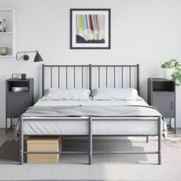 Berkfield Home Bedside Cabinets 2 pcs Anthracite 36x39x78 cm Steel in Black - Size: 36 x 39 x 78 cm - thumbnail 2