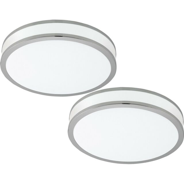 Loops 2 PACK Wall Flush Ceiling Light Colour White Shade White Chrome Plastic LED 18W - image 1