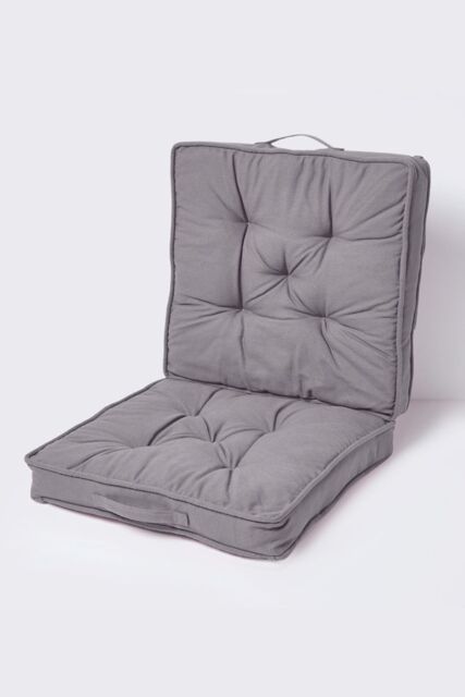 Homescapes Cotton Travel Support Booster Cushion in Charcoal - Size: 50 cm x 50 cm - image 1