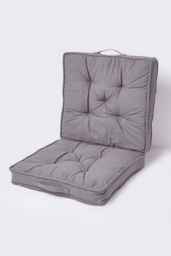 Homescapes Cotton Travel Support Booster Cushion in Charcoal - Size: 50 cm x 50 cm - thumbnail 1