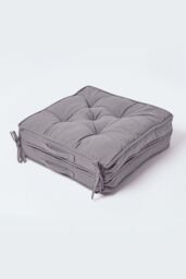 Homescapes Cotton Travel Support Booster Cushion in Charcoal - Size: 50 cm x 50 cm - thumbnail 2