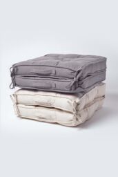 Homescapes Cotton Travel Support Booster Cushion in Charcoal - Size: 50 cm x 50 cm - thumbnail 7