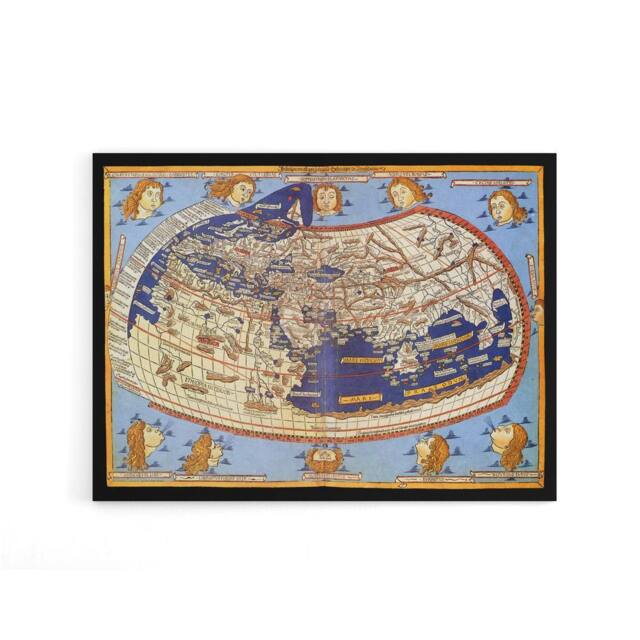 "Artery8 World Map 1482 Ptolemy 2nd Century Canvas Wall Art Print - Size: W18"" x H24""" - image 1