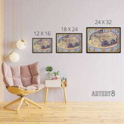 "Artery8 World Map 1482 Ptolemy 2nd Century Canvas Wall Art Print - Size: W18"" x H24""" - thumbnail 4