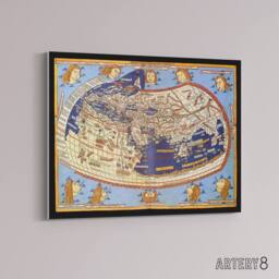"Artery8 World Map 1482 Ptolemy 2nd Century Canvas Wall Art Print - Size: W18"" x H24""" - thumbnail 2