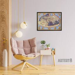 "Artery8 World Map 1482 Ptolemy 2nd Century Canvas Wall Art Print - Size: W18"" x H24""" - thumbnail 3