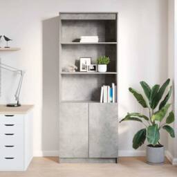 Berkfield Home Highboard Concrete Grey 70x35x180 cm Engineered Wood - Size: 70 x 35 x 180 cm