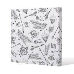 Benjamin Tate Design Tribal Feathers arrows & diamonds (Canvas Print) / 77 x 77 x 4cm in Natural - Size: 77 x 77 x 4 cm - thumbnail 1