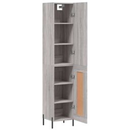 Berkfield Home Highboard Grey Sonoma 34.5x34x180 cm Engineered Wood - thumbnail 4