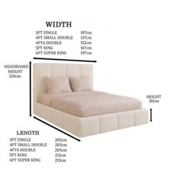 Desire Deco Monaco Plush Velvet Upholstered Bed Frame - Double, King & Super King in Cream - thumbnail 3