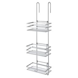 House of Home Shower Caddy 3 Tier Bathroom Storage Organiser Hanging Basket With Shelving Over The Door in Silver - thumbnail 4