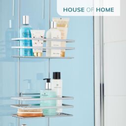 House of Home Shower Caddy 3 Tier Bathroom Storage Organiser Hanging Basket With Shelving Over The Door in Silver - thumbnail 6