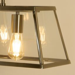Lighting Collection 3 Light Industrial Pendant Brass Ceiling Light in Gold - thumbnail 4