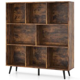 Gymax 8-Cube Bookcase Mid Century Modern Storage Organizer in Brown - thumbnail 1