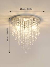 Goeco Crystal Ceiling Light, Mini Chandelier for Living Room Bedroom Hallway in Silver - thumbnail 5