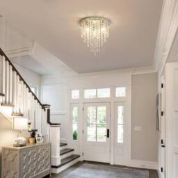 Goeco Crystal Ceiling Light, Mini Chandelier for Living Room Bedroom Hallway in Silver - thumbnail 8