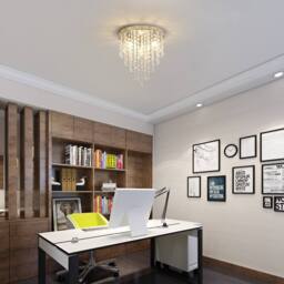 Goeco Crystal Ceiling Light, Mini Chandelier for Living Room Bedroom Hallway in Silver - thumbnail 2